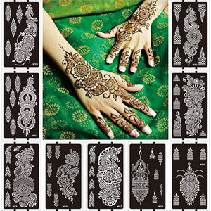 Stencil Riutilizzabili per Mehendi Indiano Fai-da-Te per Donne e Ragazze, Design per Tatuaggi Temporanei su <span class=keywords><strong>Mani</strong></span> e Avambracci, Stencil Riutilizzabili per Tatuaggi all'Henné - Product Image 2