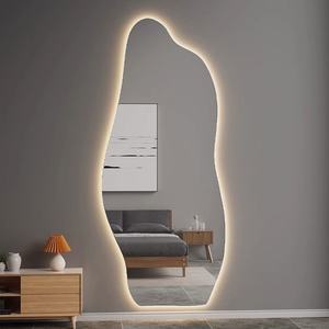 Custom Hair Salon Furniture Home Wall Decor <b>Frameless</b> Wave <b>Mirror</b> Body <b>Mirror</b> With Led Light Full Length Irregular Wavy <b>Mirror</b> - Product Image 3