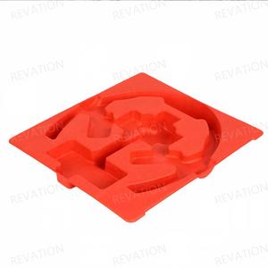 Red <b>Square</b> Molded Pulp Tray For Bluetooth Headphones Packaging Custom Shape Design - Product Image 5