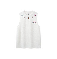 Nouveau débardeur décontracté pour homme 2026, 250G, 100% coton tricoté, effet délavé, motif lettres brodé, sensation de fraîcheur glacée aux épaules