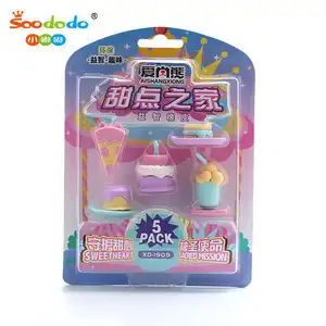 Soododo批发文具橡皮擦可爱卡通设计食品3D蛋糕形状橡皮擦铅笔拼图橡皮擦套装