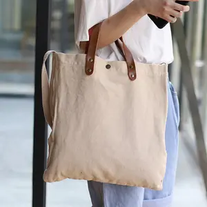 Wholesale custom logo vintage canvas messenger bags female large cross body bag big totes