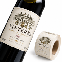 Étiquettes personnalisées de haute qualité pour bouteilles de vin rouge, avant et arrière, avec logo, art, texte, papier texturé, autocollants dorés, imperméables, résistants aux UV, en coton