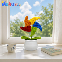 Fleur au crochet faite à la main, pot de fleurs blanc, feuilles de moulin à vent, cadeau de remise de diplôme, décoration de bureau éternelle, vente en gros