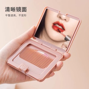 Portable Comb And <b>Mirror</b> Set Mini Folding Makeup <b>Mirror</b> With Hair Comb For Travel And Daily Use <b>Plastic</b> 10Cm Or Less - Product Image 3