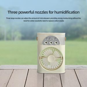 3-Nozzle Humidifying Desk Ice Crystal Mist 250Ml Water Tank Portable Rechargeable <b>Table</b> Fan With Led Light - Product Image 3