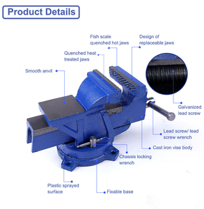 <span class=keywords><strong>Étau</strong></span> <span class=keywords><strong>d</strong></span>'<span class=keywords><strong>établi</strong></span> industriel robuste à rotation 360°, diverses tailles, base fixe en fonte, personnalisable OEM, vente en gros - Product Image 4