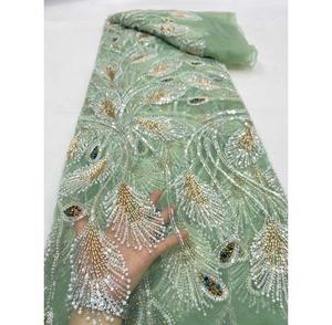 Gran oferta, ventas directas de fábrica, buen precio, Material agradable, encaje de lentejuelas, ropa de encaje francés para vestido de fiesta de noche Asoebi - Product Image 4