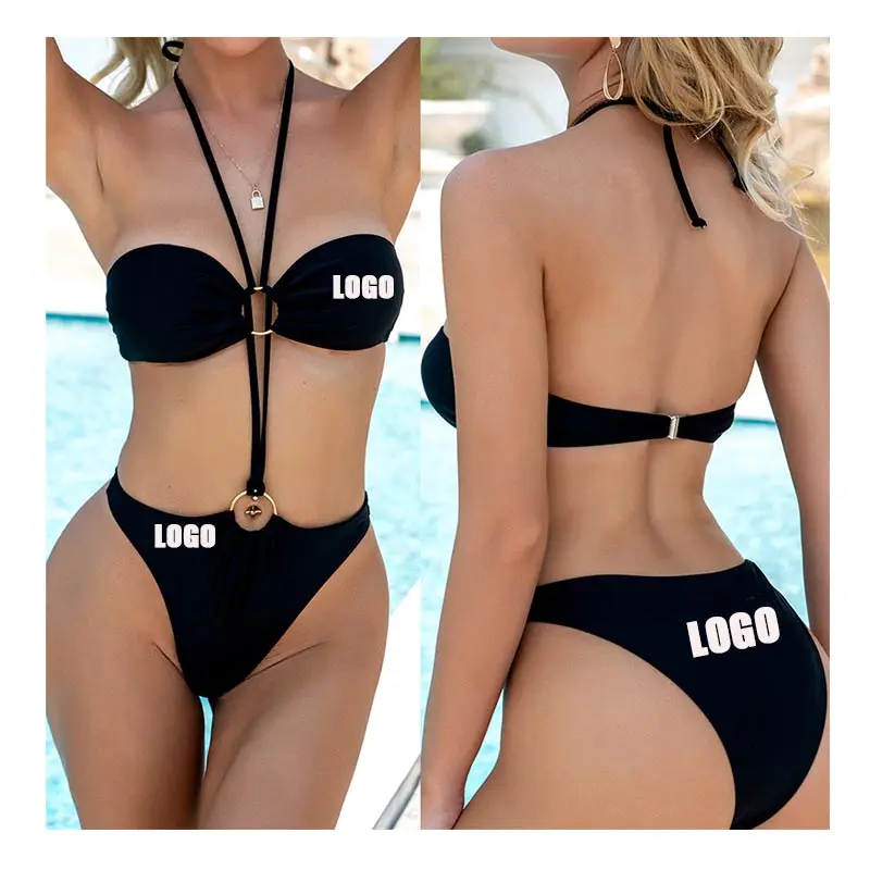 Venus-bikini bandage con push-up para mujer, traje de baño sexy con lazo para playa y piscina, bikinis con espalda descubierta 2018