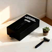 Boîte d'emballage en carton noir de haute qualité pour rasoir - Boîtes rigides avec laminage mat et gaufrage - Boîte à rasoir en carton personnalisable