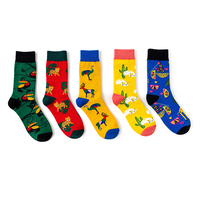 Chaussettes tubulaires sportives en coton pour hommes, motifs animaux multicolores (flamants roses, girafes) à personnaliser, fabriquées en Chine