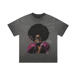 T-shirt Uomo in Cotone Stile Americano Trendy Retrò con Stampa Boxe e Bordi Sfrangiati, Collezione Primavera Estate Lawfoo - Product Image 6