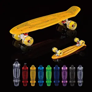 New Products Transparent PC Long Board 22 Inch Mini Cruiser Fish Skateboard Crystal Plastic Board