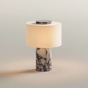 Lampe de chevet rétro en marbre de luxe léger, design créatif et tendance, style Wabi-sabi, lampe de table <span class=keywords><strong>d</strong></span>écorative avec abat-jour en tissu - Product Image 1