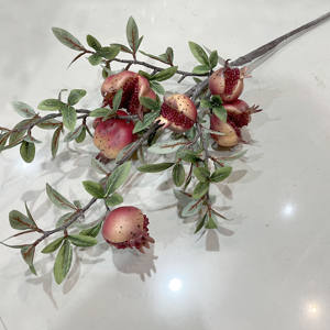 Novità 2026: Melograno Artificiale Irregolare a 5 Teste con Foglie, Melograno Finto Spezzato per Composizioni Floreali Nuziali - Product Image 5