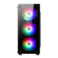 Boîtier d'ordinateur à la mode, PC de jeu avec éclairage RVB, haute qualité, tour moyenne complète, PC de jeu de bureau, verre trempé, stock ATX