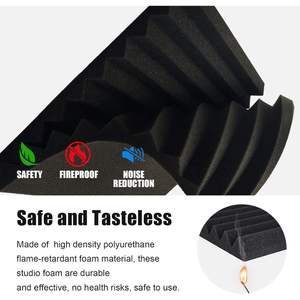 JBER Lot de 48 panneaux acoustiques insonorisants et ignifuges en fibre de verre noire non adhésifs de 2,5x30x30 pouces (1 pouce) pour studio et rembourrage mural - Product Image 6