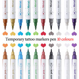 10色金属一時的タトゥーペンソフトブラシ先端無毒化粧品洗える一時的タトゥーペインティングペン肌用 - Product Image 6
