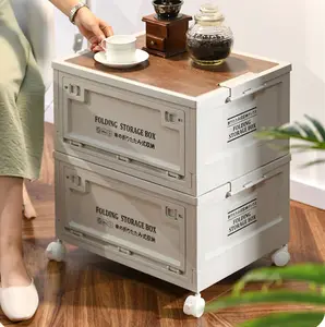 Новый продукт, большая передвижная Коробка для хранения в домашних условиях, для кухни, кемпинга, мобильного телефона, прицепа, складная коробка для кемпинга с деревянной крышкой