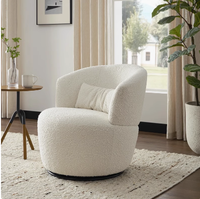 Chaise longue pivotante en acier recouverte de laine d'agneau pour salon, hôtel, balcon - Meubles de maison modernes minimalistes