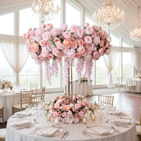 Hochzeits-Tischdekoration in Rosa mit Künstlichen Rosen als Blumen-Centerpiece für Empfangsfeiern und Tischdekoration im Großhandel