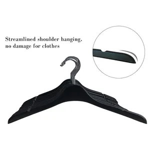 Black Hanger Men Coat Hangers Custom Plastic Thin Shoulder Clothes Plastic 100 Pcs/ctn Clothing Luxury Injection Multifunction