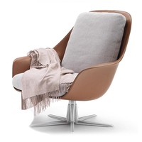 Fauteuil de salon moderne et simple en fibre de verre, personnalisé, en cuir Barenia, en acier inoxydable, fauteuil de lecture, canapé