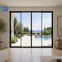 Pintu Geser Aluminium Kedap Suara untuk Rumah Modern, Desain Kustom ODM/OEM, Pintu Depan Kaca Aluminium, Pintu Masuk Patio