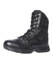 Bottes tactiques confortables légères à lacets en cuir noir avec fermeture éclair latérale bottes d'extérieur