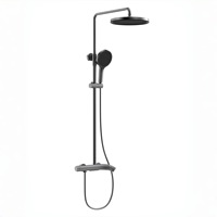 Ensemble de douche minimaliste européen en laiton massif, or brossé, cascade, 3 fonctions, pour salle de bain, système de douche en céramique, usage hôtelier
