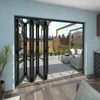 Système de porte coulissante accordéon moderne, imperméable, pliable, en aluminium, double vitrage, portes pliantes