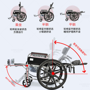 Fauteuil roulant manuel avec fonction toilette, léger et pliable, pour personnes âgées et handicapées, frein en U, certifié CE - Product Image 5