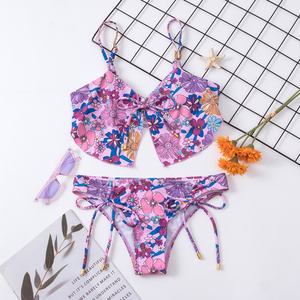 Conjunto de Bikini Triangular de Dos Piezas de Lujo para Mujer, Traje de Baño sin Entrepierna con Estampado de Mariposa, Fabricante de Trajes de Baño de Microfibra - Product Image 1