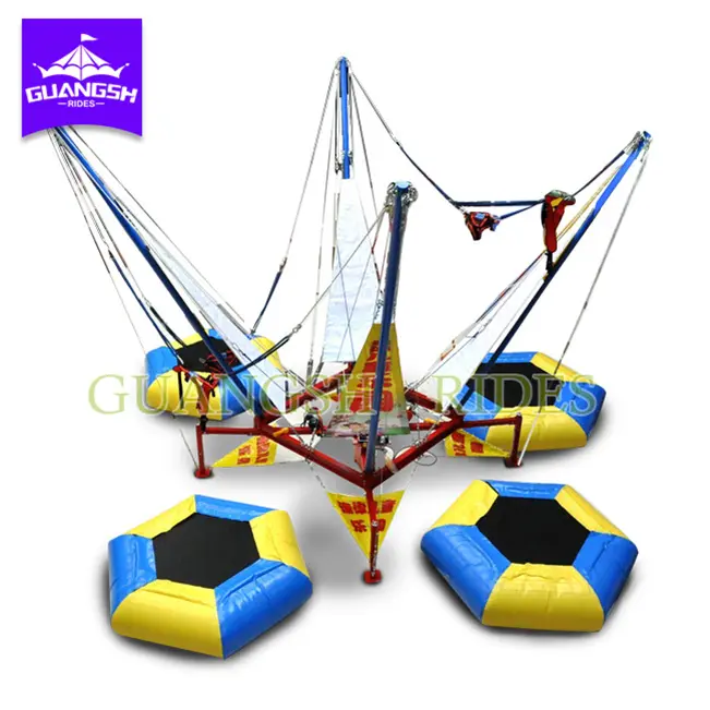 outdoor fair playground attraction 4 in 1 mobile trailer electric jumping bungee trampolines outdoor sale for children