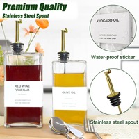Bouteille en verre carrée en gros 350 ml 500 ml Bouteille d'huile d'olive Distributeur avec becs verseurs