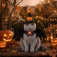 Kostum Anjing Hantu Halloween, Tudung Kain Putih, Ember Permen Labu, Pakaian Hewan Peliharaan Lucu Imut Seram, Trick or Treat untuk Anjing dan Kucing
