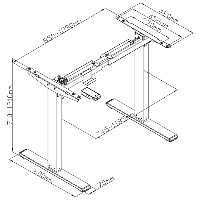 VF-ET114G . Height Adjustment Table Size