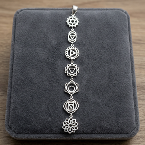 Pendentif Sept Chakras en Argent Sterling 925 RAMAVATI GEMS Plaqué Rhodium et Or Classique Unisexe - Product Image 2