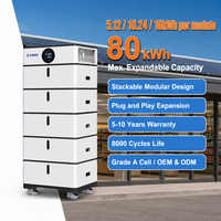 Batería de Inversor Solar Modular Apilable Todo en Uno de 10.24kWh, Expandible hasta 80kWh, Garantía de 5-10 Años, Certificación IEC62619 CE