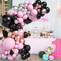 Kit de guirlande de ballons noirs et roses 119 pièces, décorations pour mariage, Saint-Valentin, anniversaire de filles