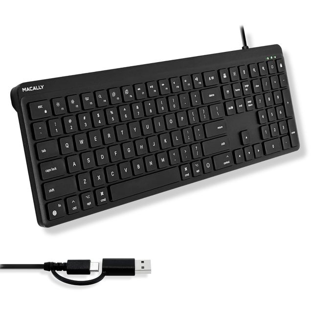 OEM ODM USB C Wired Keyboard for Mac Compatible Devices  Full Size Keyboard with 22 Shortcuts Quiet Typing Black