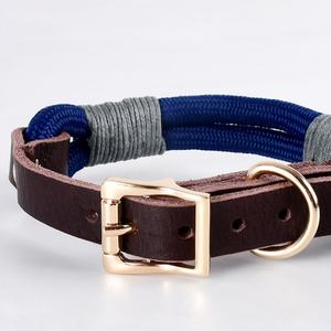 <span class=keywords><strong>Collar</strong></span> de perro de cuero genuino con correas de lujo, <span class=keywords><strong>Collar</strong></span> de nailon suave de perro, conjunto de <span class=keywords><strong>Collar</strong></span> y correa de perro de cuerda de nailon duradero con hebilla dorada - Product Image 3