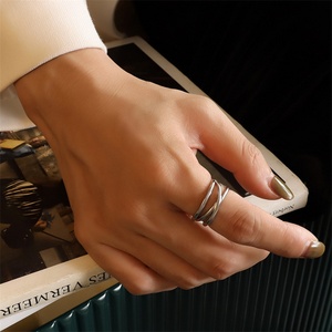 Dainty Stainless Steel Couple <b>Ring</b> <b>Gold</b> Plated Adjustable Finger <b>Ring</b> - Product Image 6
