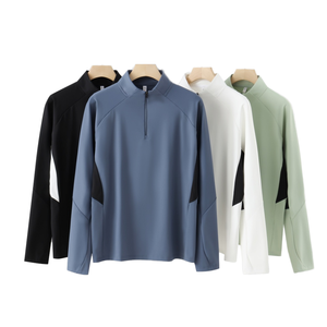 Chemise de golf pour homme en satin sans couture de qualité supérieure 220 g/m², en spandex/nylon, unie, décontractée, à manches longues, confortable, pour le sport de plein air - Product Image 1