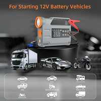 Démarreur de batterie 12V 12000mAh avec courant de crête, pompe à air, écran LED numérique, batterie externe et gonfleur de pneus à charge rapide