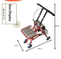 Déambulateur pliant portable pour personnes âgées avec frein à main, chariot de courses et aide à la marche en acier au carbone