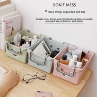 Keranjang Penyimpanan Plastik Serbaguna Hijau dengan Pegangan untuk Kosmetik, Mainan, Perlengkapan, Organizer Meja, Wadah, Kotak, Tas, Unit