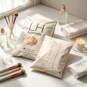 Custom Beige Poly Mailers Printed Logo Matte Peach Self-Seal Shipping <b>Bags</b> Waterproof Mailing Pouches For Small Business - Product Image 1