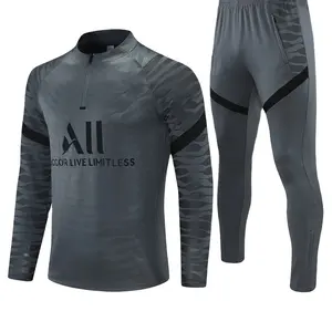 Kid and Adult Player version drop shipping PSGG Grey Football soccer Jogging training suit