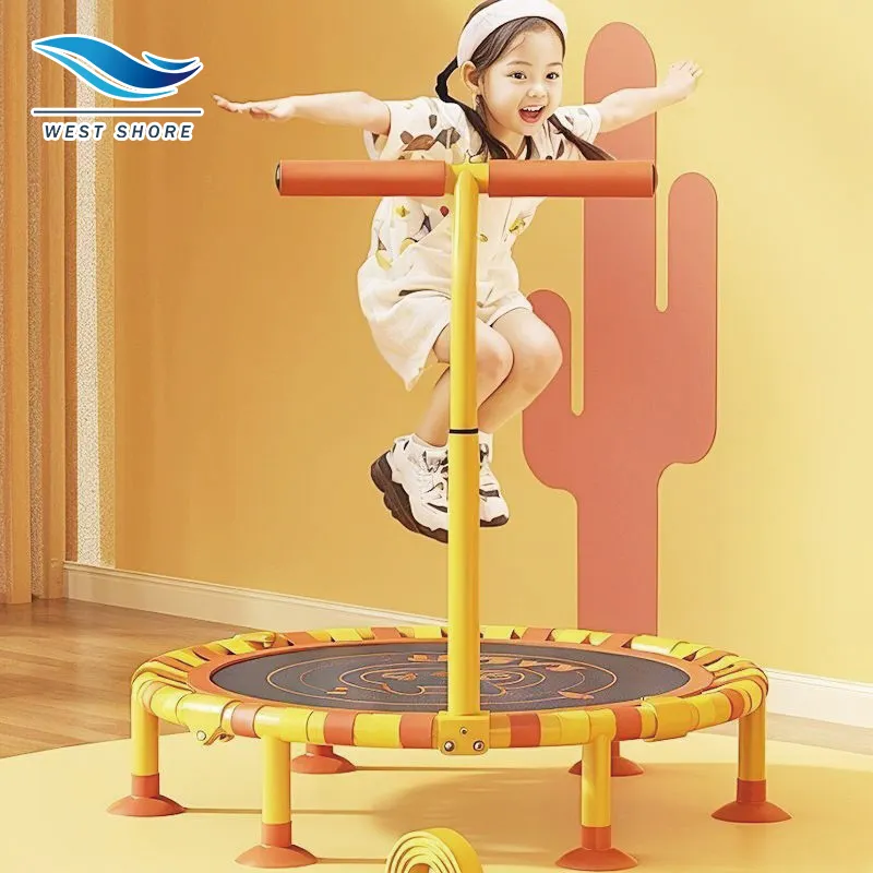 Mini trampoline d'intérieur coloré de 36 pouces à corde élastique de forme physique sans ressort avec la poignée de main courante pour des enfants bon marché